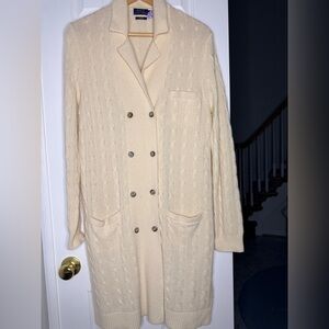 Polo Ralph Lauren Double Breasted Cable Knit Cashmere Long Cardigan